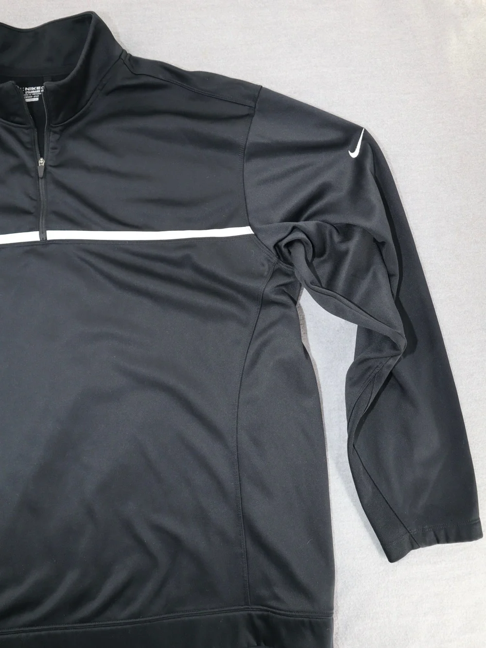 Nike Black Performance Quarter-Zip Pullover with White Chest Stripe